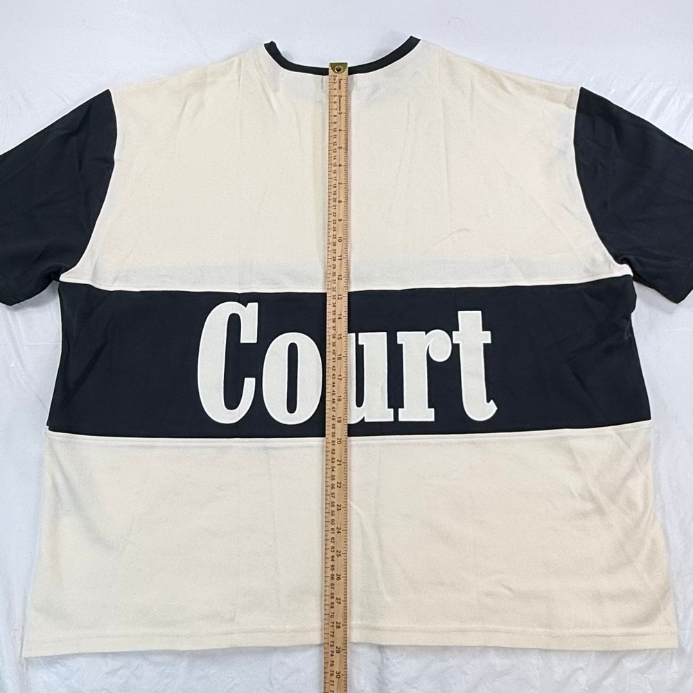 Rhude Court Henley T-Shirt Mens XXL Cream Black SS22 Colorblock Streetwear Logo - Picture 4 of 11